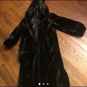 Black faux fur winter coat